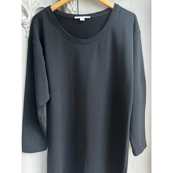 Boston Proper Dress Sz L - Travel Collection Knee Length Black Long Sleeve Knit - Picture 4 of 11